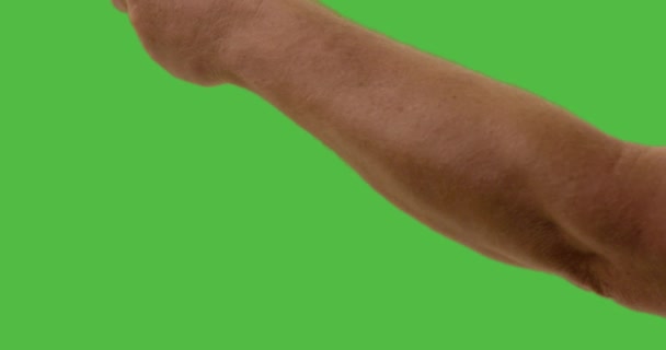 Male Using Paint Roller Two Strokes Green Screen — Vídeos de Stock