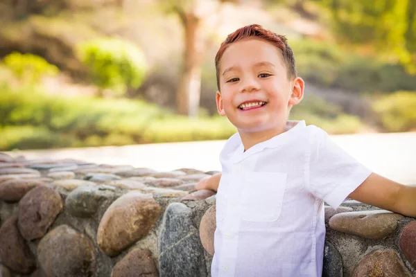 Outdoor Portrait Mixed Race Chinese Caucasian Boy — Stockfoto