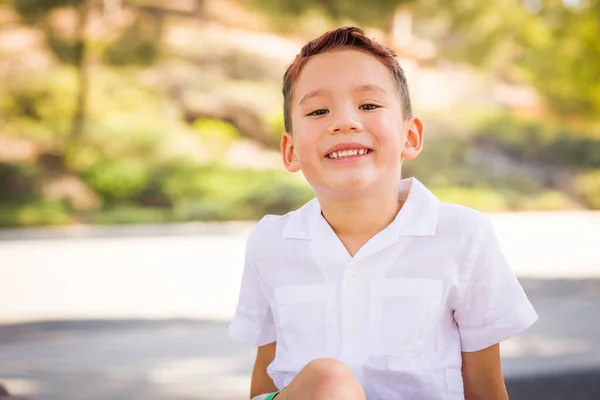 Outdoor Portrait Mixed Race Chinese Caucasian Boy — 图库照片