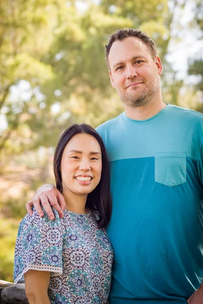 Outdoor Portrait Mixed Race Chinese Caucasian Couple — Foto Stock