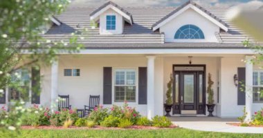 4k Focus Pull of Sold For Sale Real Estate Sign in Front of New House.