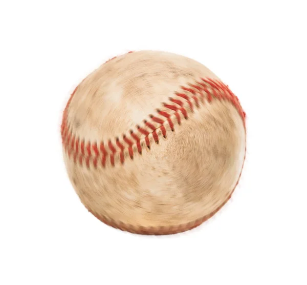 Singolo Leggermente Indossato Spinning Baseball Isolato Sfondo Bianco — Foto Stock