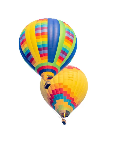 Två Varmluftsballonger Isolerade Vit Bakgrund — Stockfoto