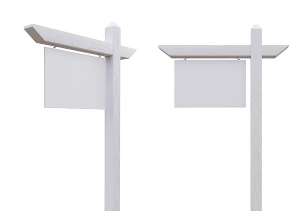 2つの空白の白い不動産のサインの3Dレンダリングセット — ストック写真