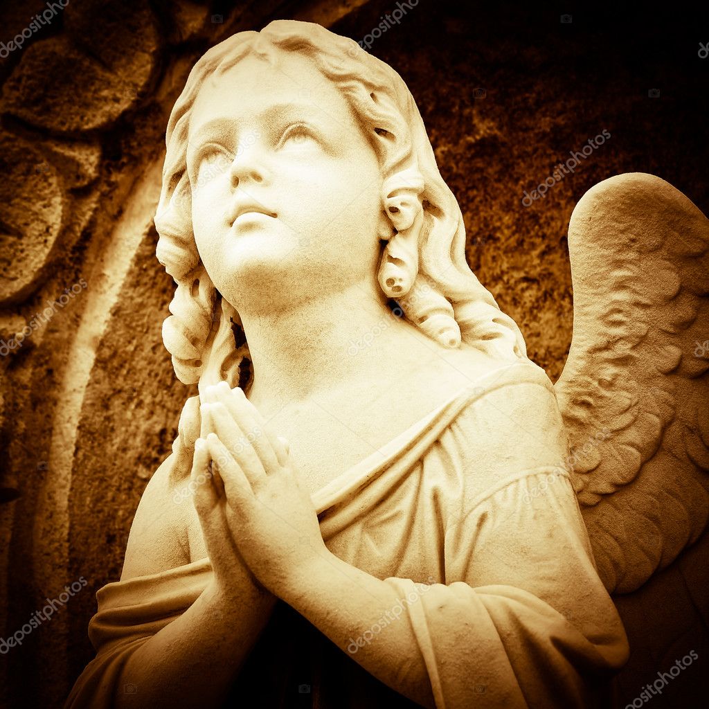 Praying angel in sepia shades — Stock Photo © kmiragaya 13933629