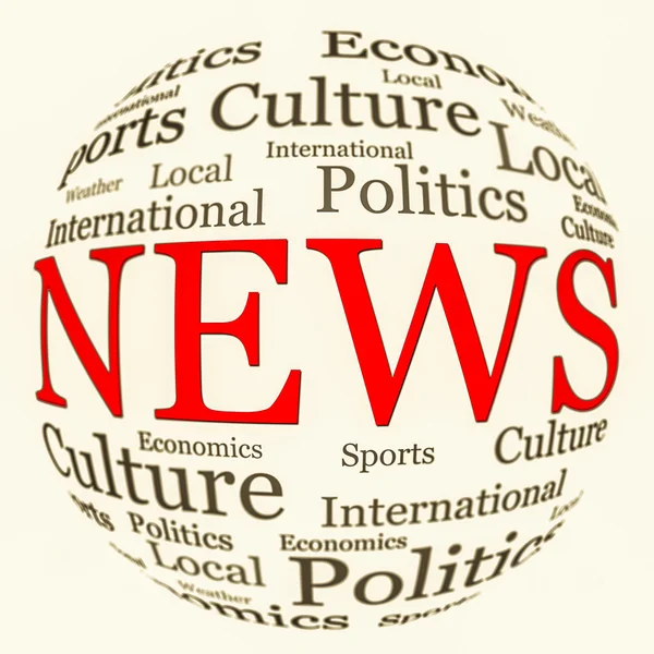 News related words arrangement in spherical form — Stock Photo, Image