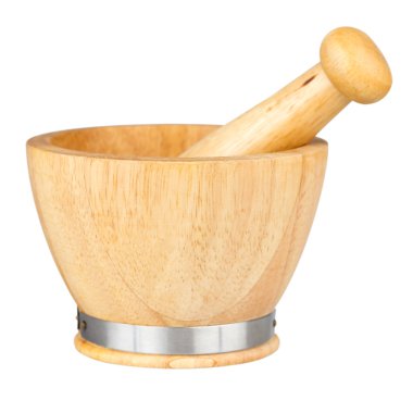 harç ve üzerinde beyaz izole havaneli