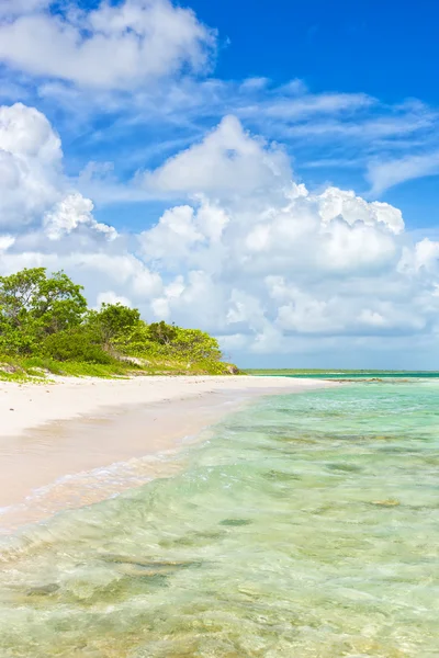 Playa tropical virgen con agua turquesa en Cuba — Foto de Stock