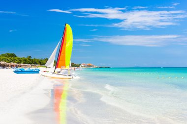 varadero beach Küba'da yelken teknesi ile sahne