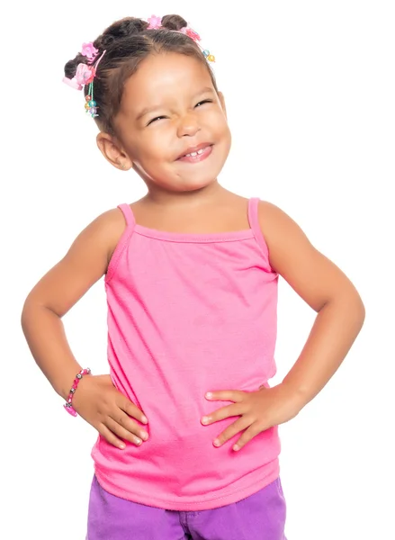 Multiracial small girl with a funny expression — Stock Photo, Image