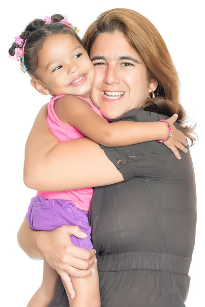 Mother hugging her small multiracial daughter — Stock Photo, Image