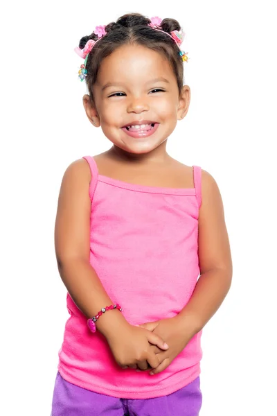 Multiracial small girl with a funny expression — Stock Photo, Image
