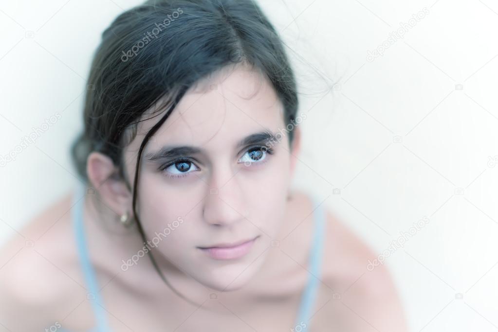 Portrait of a beautiful pensive teenage girl