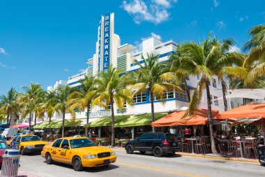 Art Deco architecture at Ocean Drive in South Beach, Miami clipart