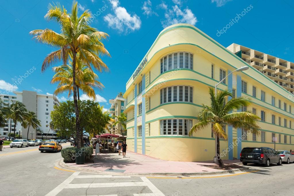 Art Deco architecture at Ocean Drive in South Beach, Miami Stock