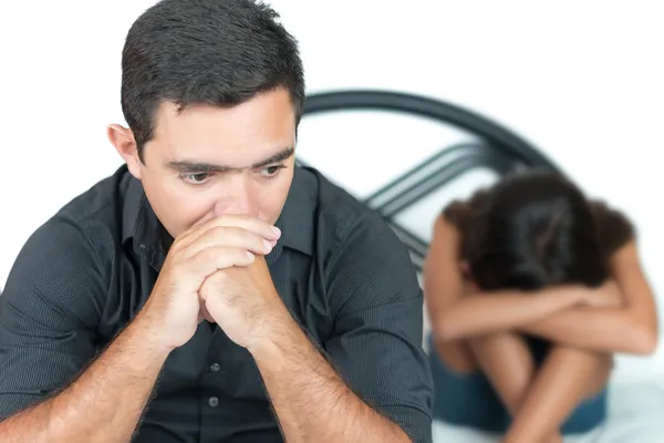 Worried father with her troubled teenage daughter — Stock Photo, Image