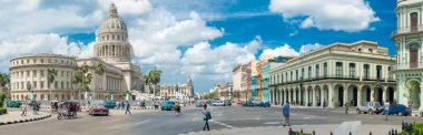 Street scene next to the Capitol in Old Havana clipart