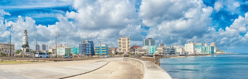 The skyline of Havana  along Malecon avenue