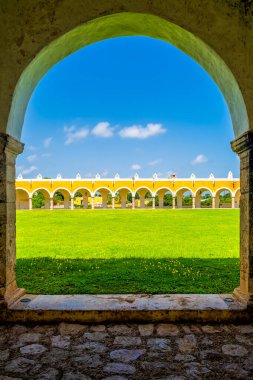 The old San Antonio franciscan monastery at the yellow city of Izamal in Mexico