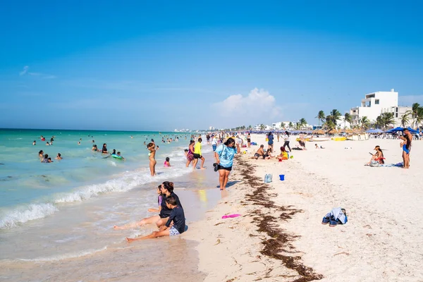 Progreso Mexico August 2022 People Enjoying Summer Progreso Popular Beach — 图库照片