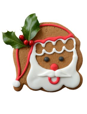 Kırmızı ve beyaz arka plan üzerinde Santa kurabiye