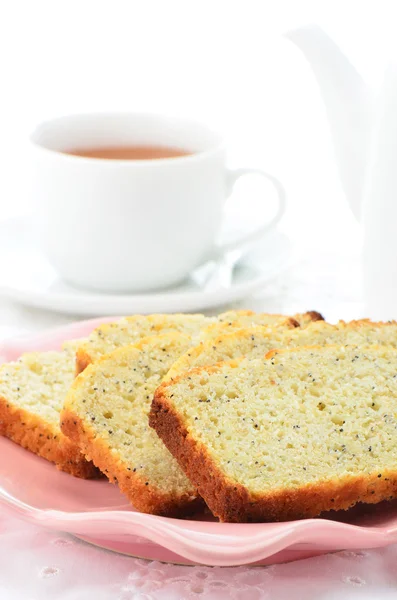 Lemon poppyseed loaf slices — Stock Photo, Image