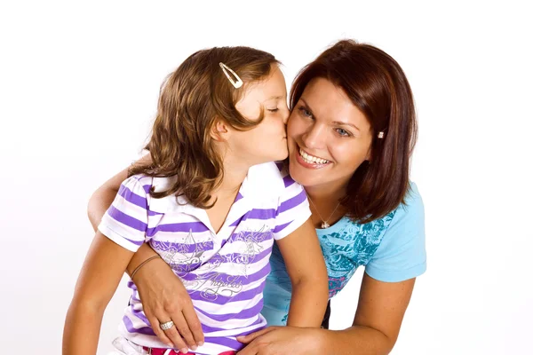 6 jaar oud meisje met haar moeder — Stockfoto