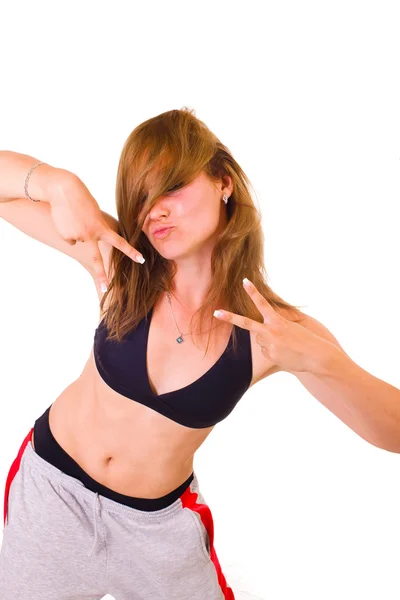 Young attractive Caucasian fitness woman — Stock Photo, Image