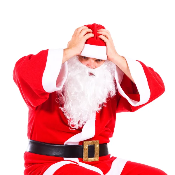 Desesperada Navidad Santa Claus, aislado en blanco . — Foto de Stock