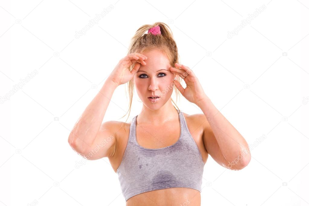 Attractive Caucasian woman after workout