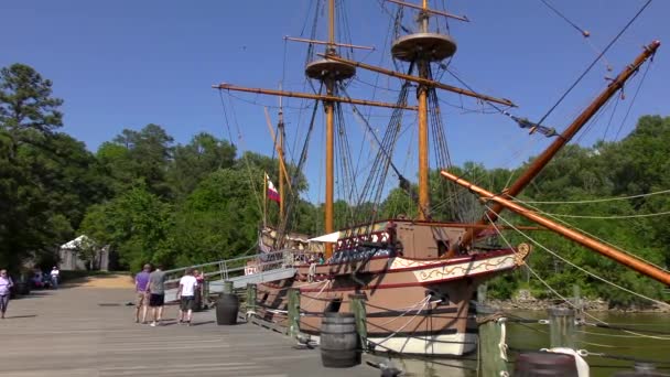 Jamestown Replica Colonial Era Ship Jamestown Settlement Virginia May 2015 — 图库视频影像