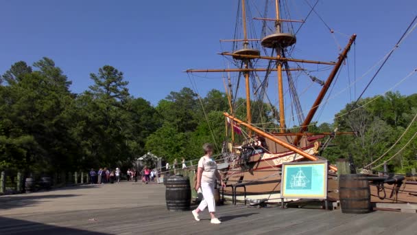 Jamestown Replica Colonial Era Ship Jamestown Settlement Virginia May 2015 — 图库视频影像