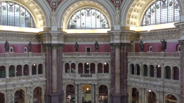 Wielka Sala Budynku Biblioteki Kongresu Budynek Thomasa Jeffersona — Wideo stockowe