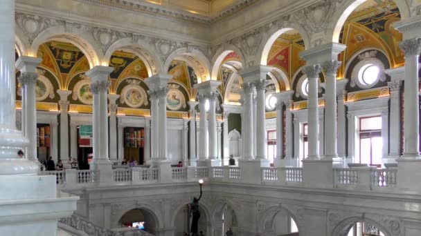 Große Halle Der Kongressbibliothek Thomas Jefferson Building — Stockvideo
