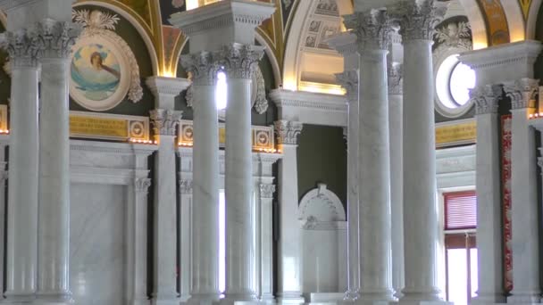 Sala Grande Nel Palazzo Della Biblioteca Del Congresso Thomas Jefferson — Video Stock