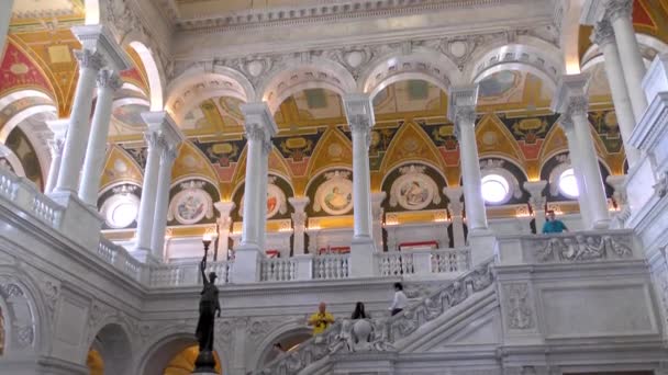 Gran Salón Edificio Biblioteca Del Congreso Edificio Thomas Jefferson — Vídeo de stock