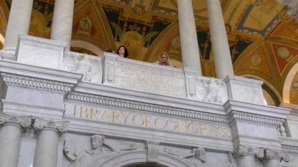 Great Hall Library Congress Building Thomas Jefferson Building — Vídeo de Stock