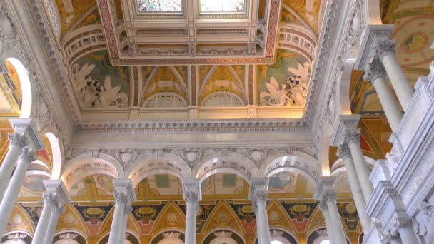 Grande Salão Edifício Biblioteca Congresso Thomas Jefferson Building — Vídeo de Stock