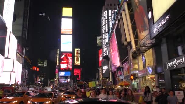 Manhattan Skyline Times Square Night Seen Brooklyn New York — Vídeo de stock
