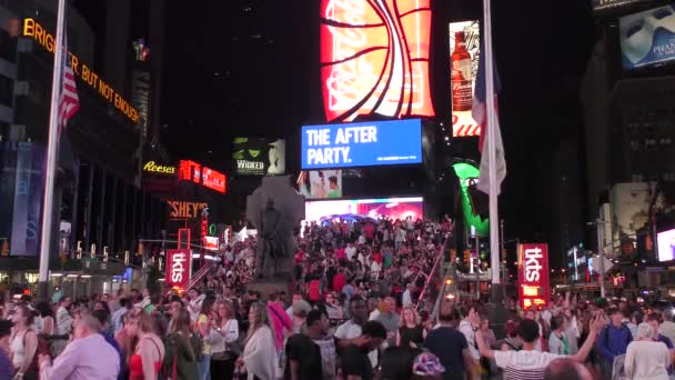 Manhattan Skyline Times Square Night Seen Brooklyn New York — Stock videók