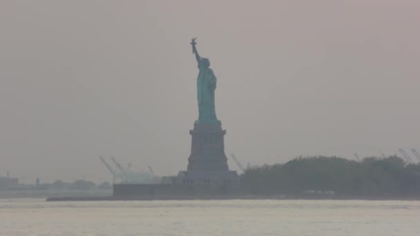 Statue Liberty Sunset Usa — Stock Video