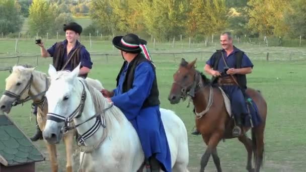 Hortobagie Hongrie Août Csikos Hongrois Bergers Dans Grande Plaine Hongroise — Video