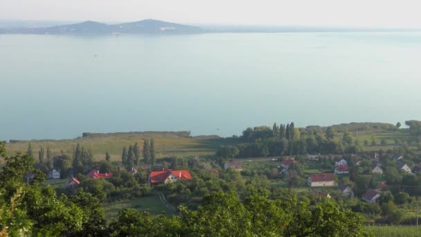 Malebné Letecké Záběry Jezera Balaton Maďarsko — Stock video