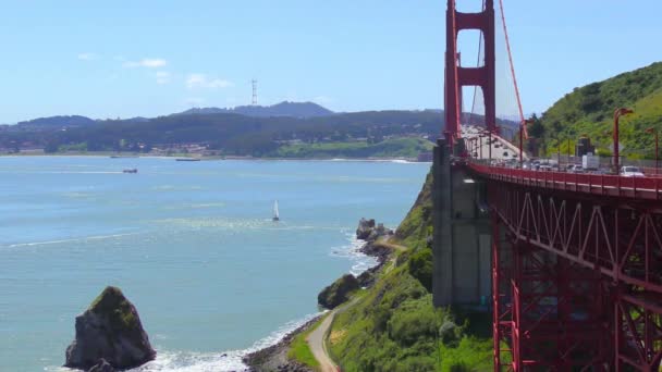 Trafic Podul Golden Gate San Francisco California Sua Jurul Lunii — Videoclip de stoc