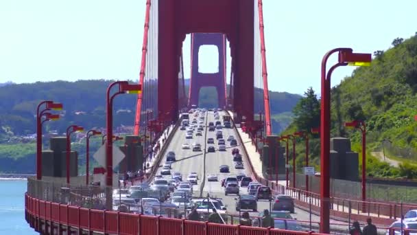 San Francisco Skyline Seen Golden Gate Bridge View Vista Point — Stock Video