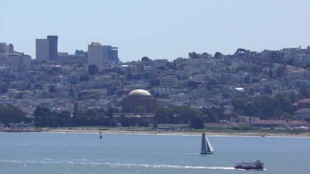 San Francisco Skyline Seen Golden Gate Bridge View Vista Point — 图库视频影像