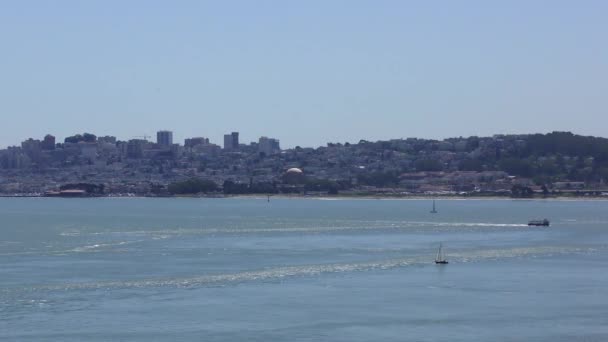 San Francisco Skyline See Golden Gate Bridge View Vista Point — стокове відео