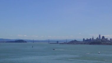 San Francisco skyline as seen from the Golden Gate Bridge View Vista Point, San Francisco, California, USA