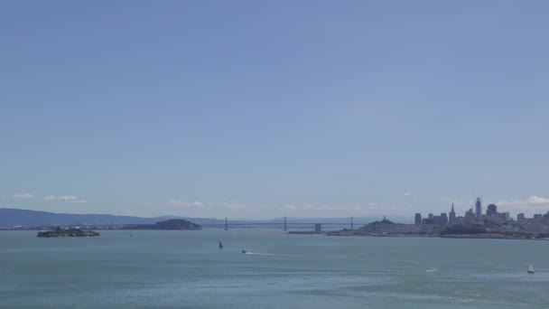 San Francisco Skyline Seen Golden Gate Bridge View Vista Point — Stockvideo