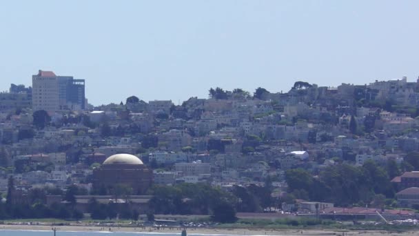 San Francisco Skyline Seen Golden Gate Bridge View Vista Point — Video Stock